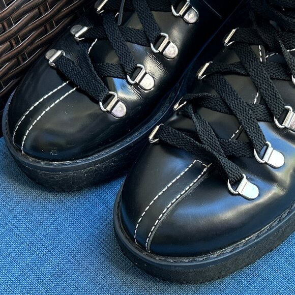 Free People ~ Western Mountains Hiker Boot ~ 37 ~ sz. 7  ~ Black Leather - Picture 6 of 11